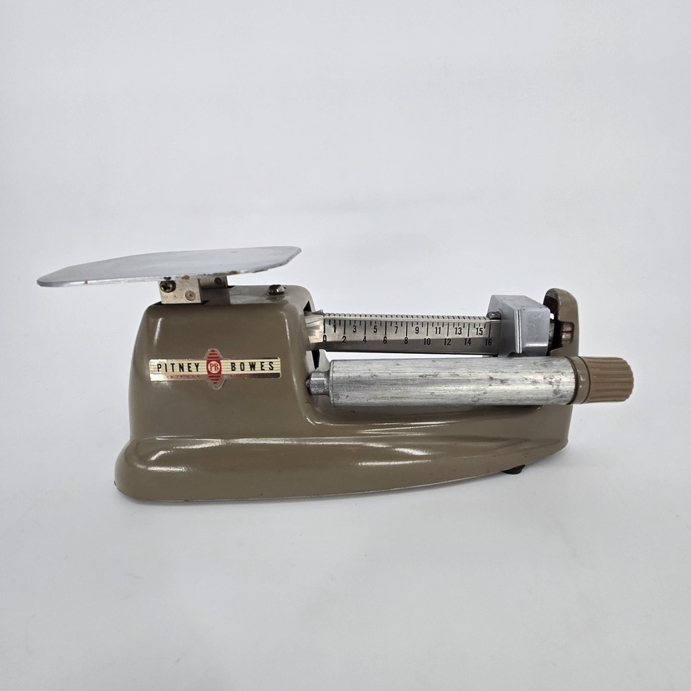 Vintage Pitney Bowes Mechanical Balance Beam Postal Scale 16 Ounce Made in USA /